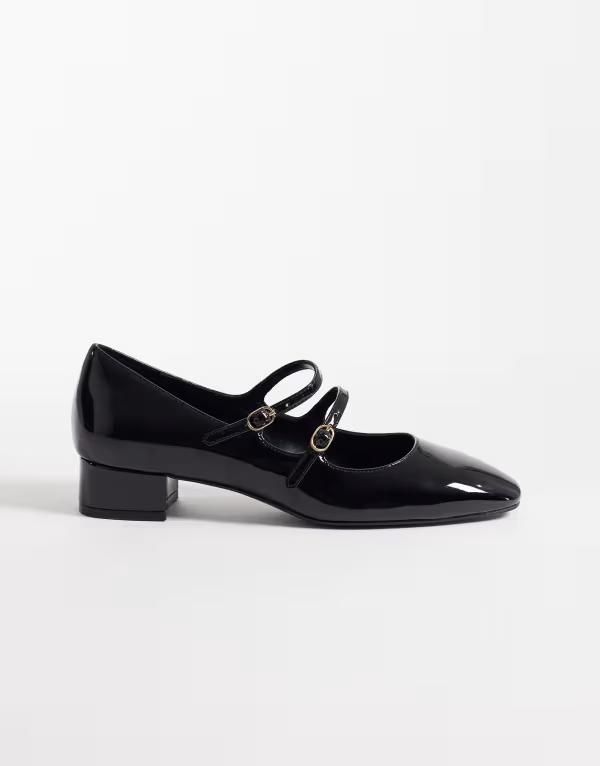 マンゴ レディース シューズ ヒール Mango kitten heel Mary Janes Black ブラック