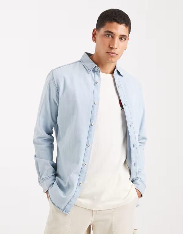 ジャック アンド ジョーンズ メンズ トップス シャツ デニム Jack Jones denim shirt in light Blue Denim デニム