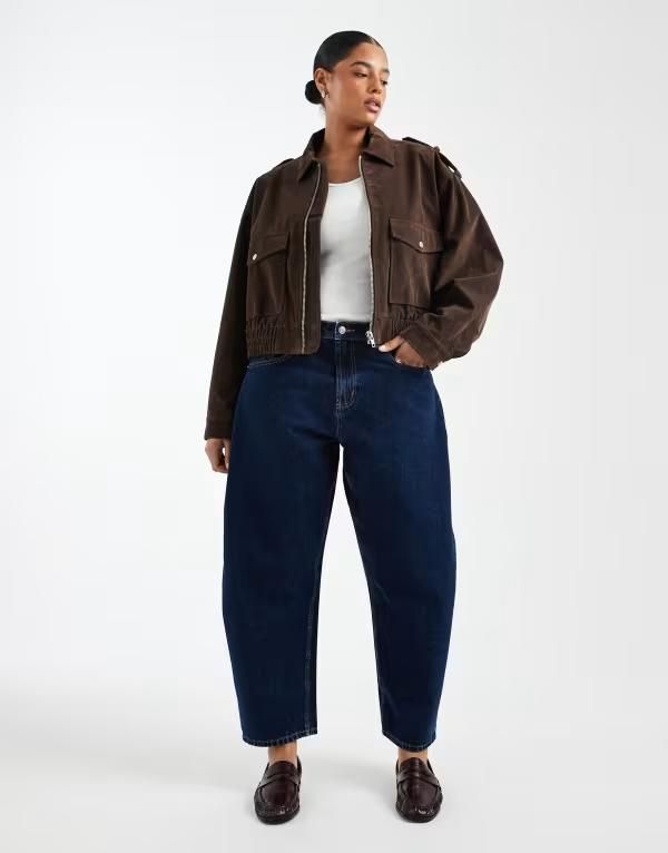エイソス レディース ボトムス デニムパンツ ジーンズ ASOS Curve ASOS DESIGN Curve slim barreleg jeans in rich rinse wash RICH