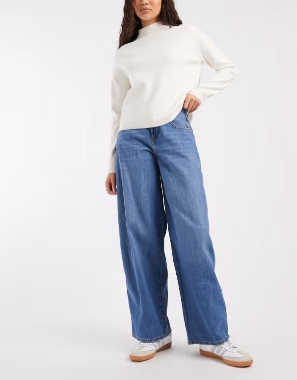 オンリー レディース ボトムス デニムパンツ ハイウエスト ジーンズ ONLY Taylor high waist barreleg jeans in mid wash Medium blue den