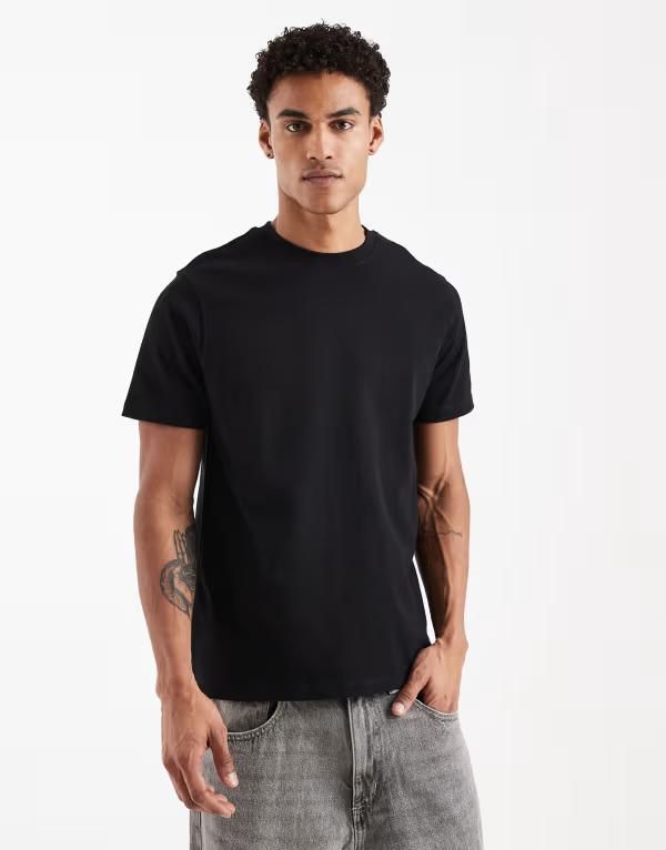 エイソス メンズ トップス Tシャツ クルーネック ASOS DESIGN heavyweight crew neck tshirt Black ブラック