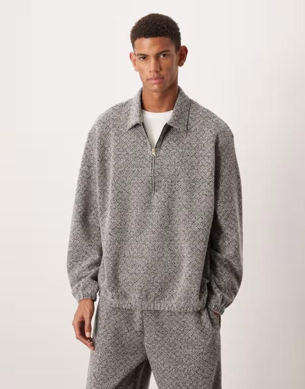 エイソス メンズ アウター パーカー・スウェット ハーフジップ スウェット シャツ ASOS DESIGN relaxed dropped shoulders quarter zip sweatshi