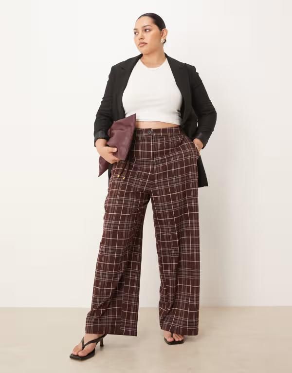 エイソス レディース ボトムス カジュアルパンツ ストレート パンツ ASOS Curve ASOS DESIGN Curve tailored relaxed straight leg pants