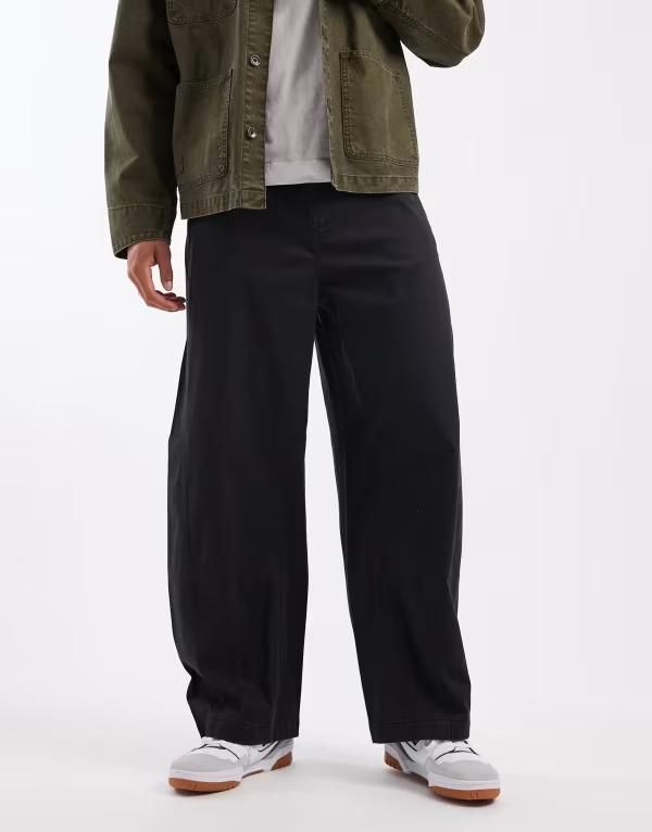 エイソス メンズ ボトムス カジュアルパンツ パンツ ASOS DESIGN barrel pants with seam details Black ブラック