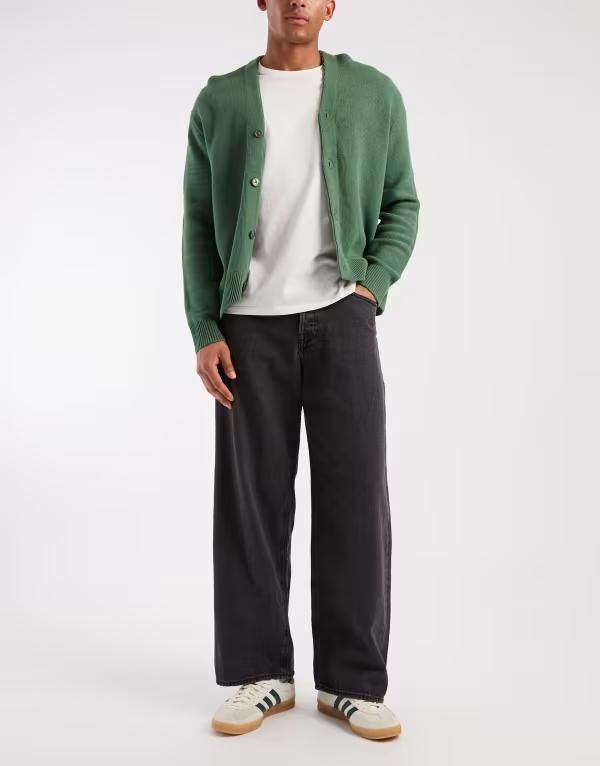 ジャック アンド ジョーンズ メンズ ボトムス デニムパンツ ワイドレッグ ジーンズ Jack Jones Dave wide leg jeans Black Denim ブラック