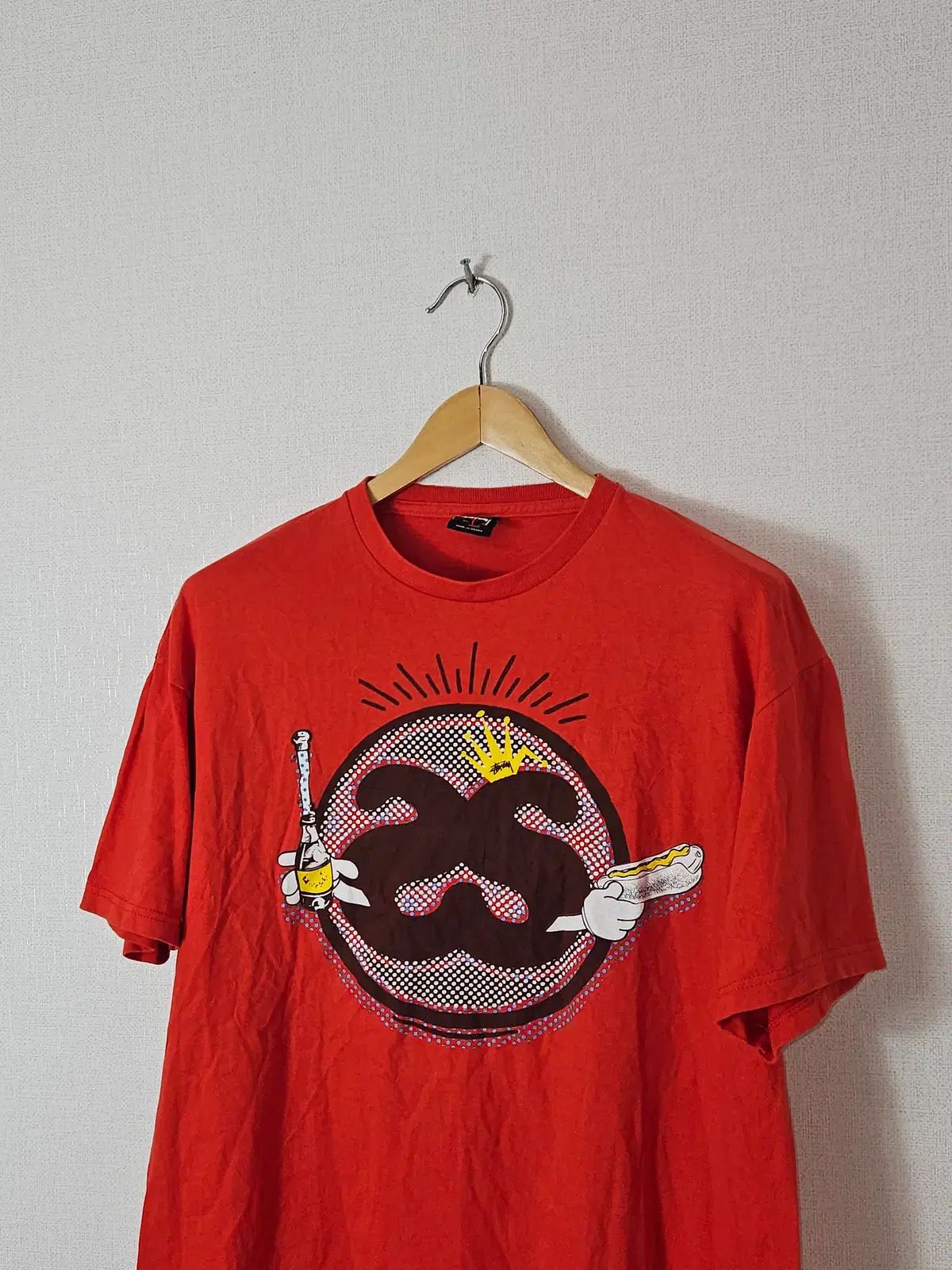 00s STUSSY ステューシー プリンティング 半袖 Tシャツ レッド 正規品 L