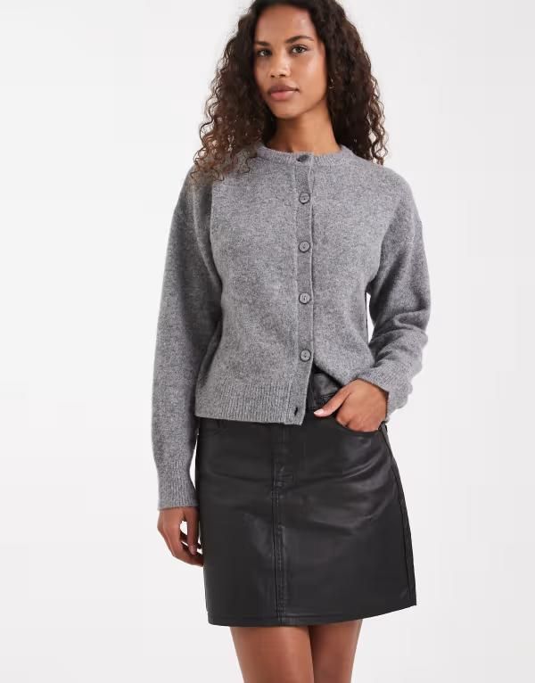 エイソス レディース ボトムス スカート ミニ コート デニム ASOS DESIGN denim high waisted mini skirt in coated Black coated ブラッ