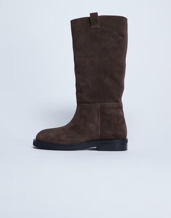 トップショップ レディース シューズ ブーツ・レインブーツ スエード ブーツ レザー Topshop Rory real suede leather riding boots in chocolate