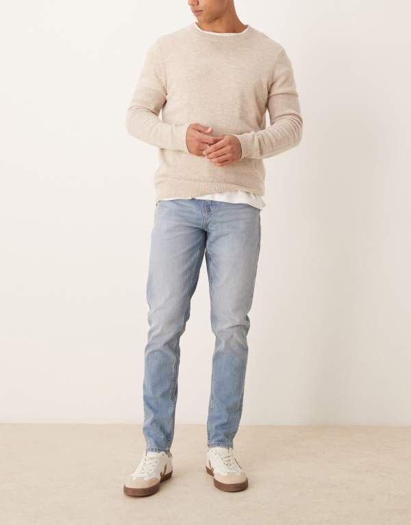 エイソス メンズ ボトムス デニムパンツ ジーンズ ASOS DESIGN skinny jeans in light wash LIGHT WASH BLUE ブルー