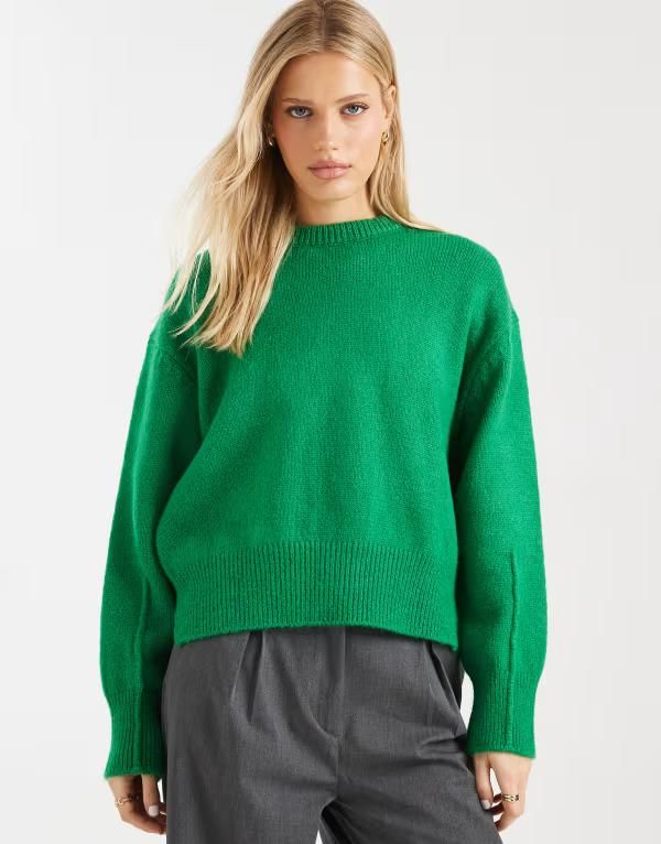 エイソス レディース アウター ニット・セーター サイドスリット クルーネック ASOS DESIGN boxy crew neck sweater with side slit detail in