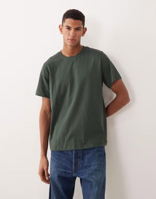 セレクティッド メンズ トップス Tシャツ コットン Selected 100 cotton tshirt in dark Deep Forest フォレスト