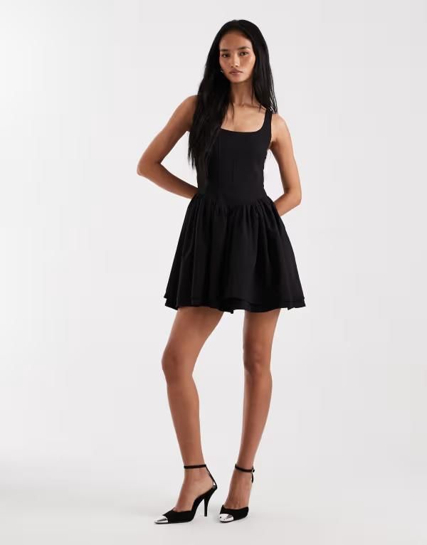 オンリー レディース トップス ワンピース ミニ ONLY corset detailing mini dress Black ブラック