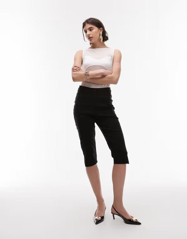 エイソス レディース ボトムス カジュアルパンツ パンツ キャップ ASOS DESIGN seam detail split capri pants Black ブラック