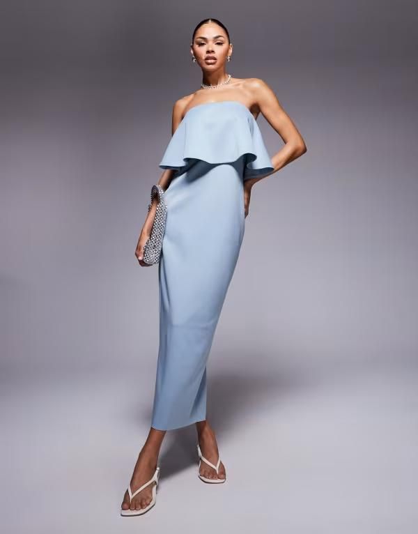 エイソス レディース トップス ワンピース ミニワンピース ミニ スキューバ ASOS DESIGN scuba fold back detail bardot mini dress Light Bl