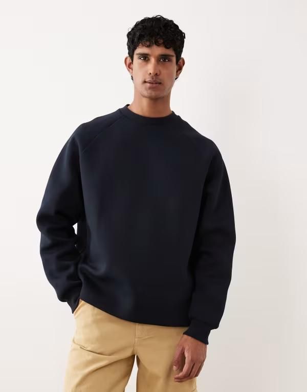 エイソス メンズ アウター パーカー・スウェット スウェット シャツ ASOS DESIGN heavyweight sweatshirt NAVY ネイビー
