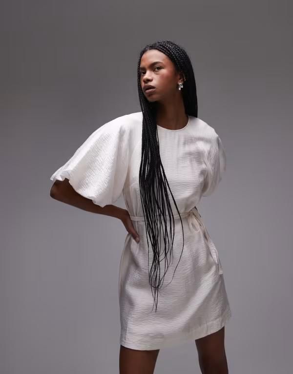アンドアザーストーリーズ レディース トップス ワンピース ミニワンピース ミニ Other Stories mini dress with puff sleeves with tieback bel