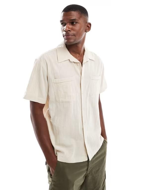オンリーアンドサンズ メンズ トップス シャツ ONLY SONS short sleeve resort collar shirt Silver Lining シルバー