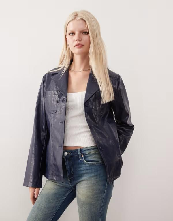 リクレイム ヴィンテージ レディース アウター ジャケット・ブルゾン コート ブレザー レザー Reclaimed Vintage fitted leather look blazer coat in