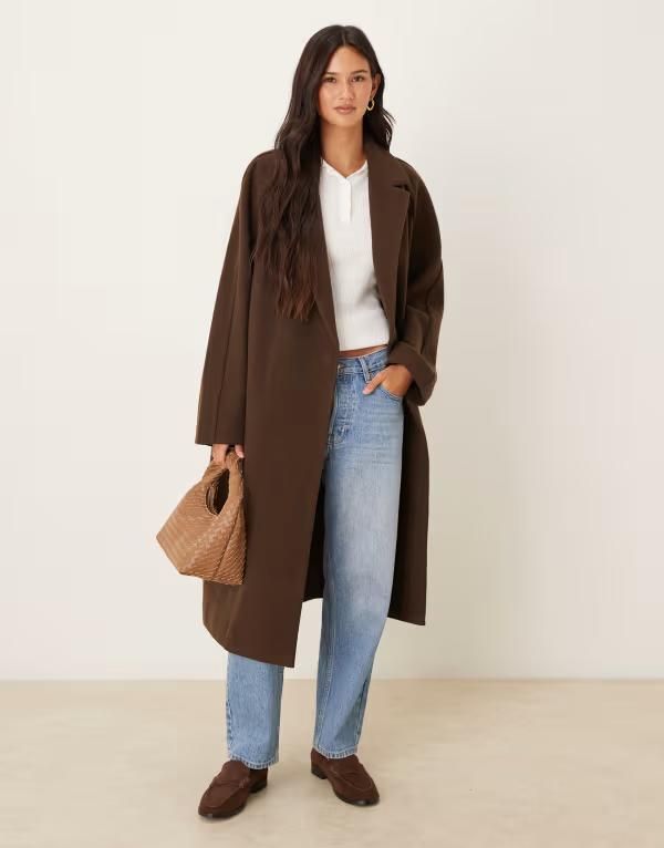エイソス レディース アウター コート ASOS DESIGN throw on overcoat in chocolate chocolate チョコレート