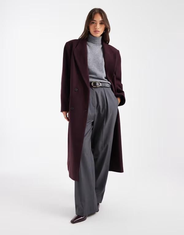 エイソス レディース アウター コート ASOS DESIGN oversized dad coat in plum Plum プラム