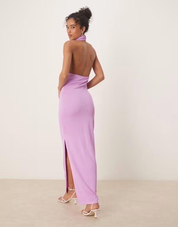 ヴィラ レディース トップス ワンピース マキシワンピース マキシ Vila textured cowl neck low back maxi dress in violet Violet tulip