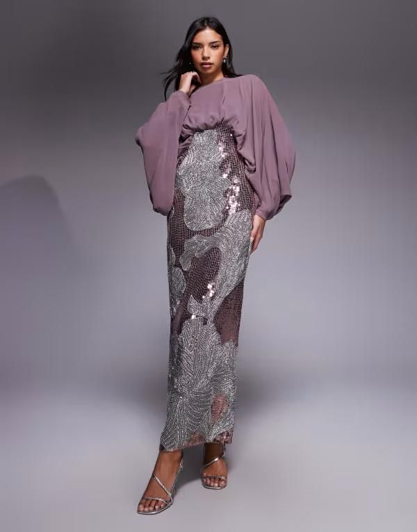 エイソス レディース トップス ワンピース フラワー柄 スカート マキシ フラワー ASOS DESIGN blouson bodice batwing maxi dress with floral