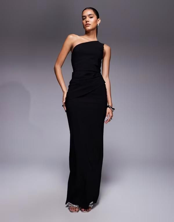 ベスパー レディース トップス ワンピース ドレープ ギャザー ワンショルダー マキシ Vesper bengaline oneshoulderuchedrape waist detail maxi