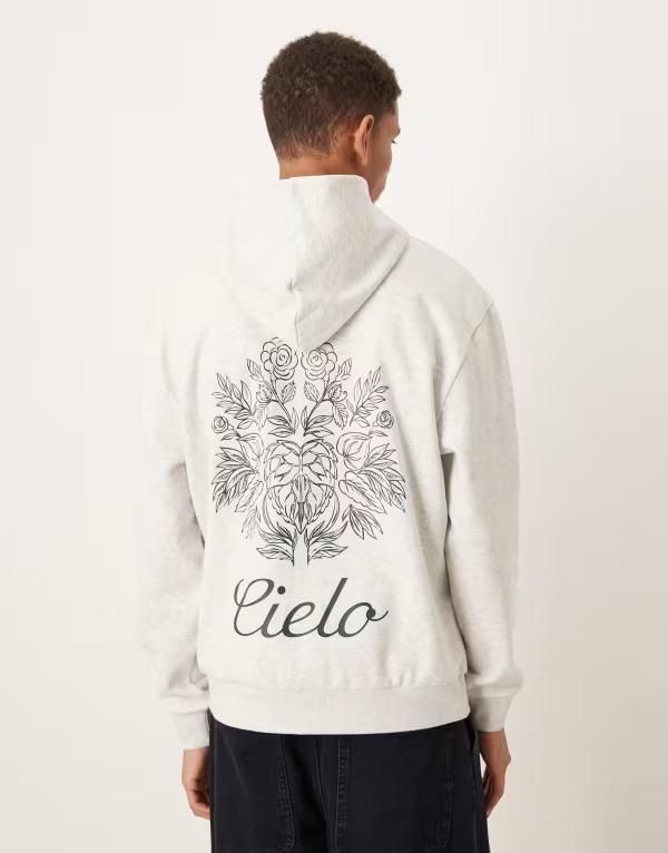 エイソス メンズ アウター パーカー・スウェット プリント ASOS DESIGN hoodie with text print heather Ice Marl マール