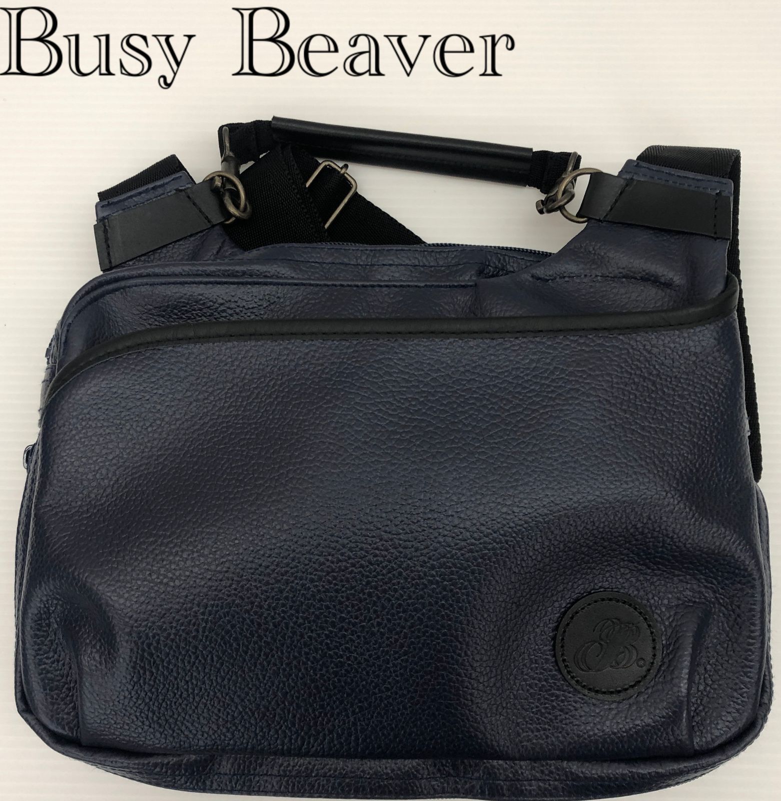 Busy Beaver ビジィ・ビーバー コンパクト レザー ショルダーバッグ ネイビー ネイビー メンズ 鞄_255067