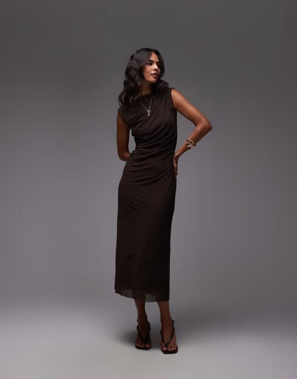 アンドアザーストーリーズ レディース トップス ワンピース ミディワンピース ドレープ メッシュ ミディ Other Stories mesh midi dress with drape detail