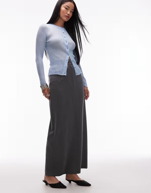 エイソス レディース ボトムス スカート マキシ ASOS DESIGN tailored maxi pencil skirt Gray グレー
