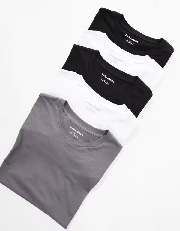 ジャック アンド ジョーンズ メンズ トップス Tシャツ Jack Jones 5 pack oversized tshirt multi White ホワイト