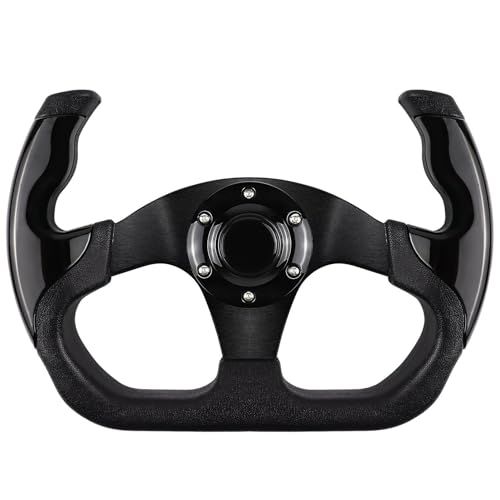 【新品】ユニバーサル レーシング ステアリングホイール 6ボルト 滑り止めレザーとアルミニウム製 ゲーム用ハンドル ホーンボタン付き 取り付け簡単 レーシング/カーシミュレーション/jdmスポーツ用 steering wheel gaming ハンドル ステア