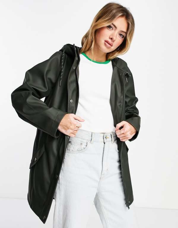 ヴェロモーダ レディース アウター ジャケット・ブルゾン コート ジャケット Vero Moda coated jacket with hood in deep Khaki カーキ
