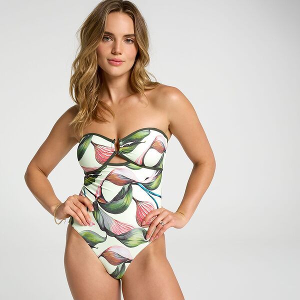 キャリー レディース 水着 上下セット ホルター CALIA Womens Notched Trim Halter One Piece Swimsuit Aquabloomatcha Print