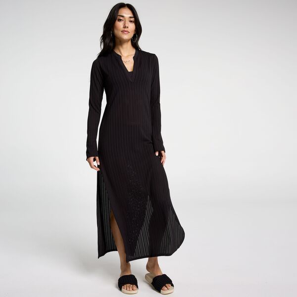 キャリー レディース トップス ワンピース ニット CALIA Womenswim Long Sleeve Knit Cover Up Dress Pure Black ブラック