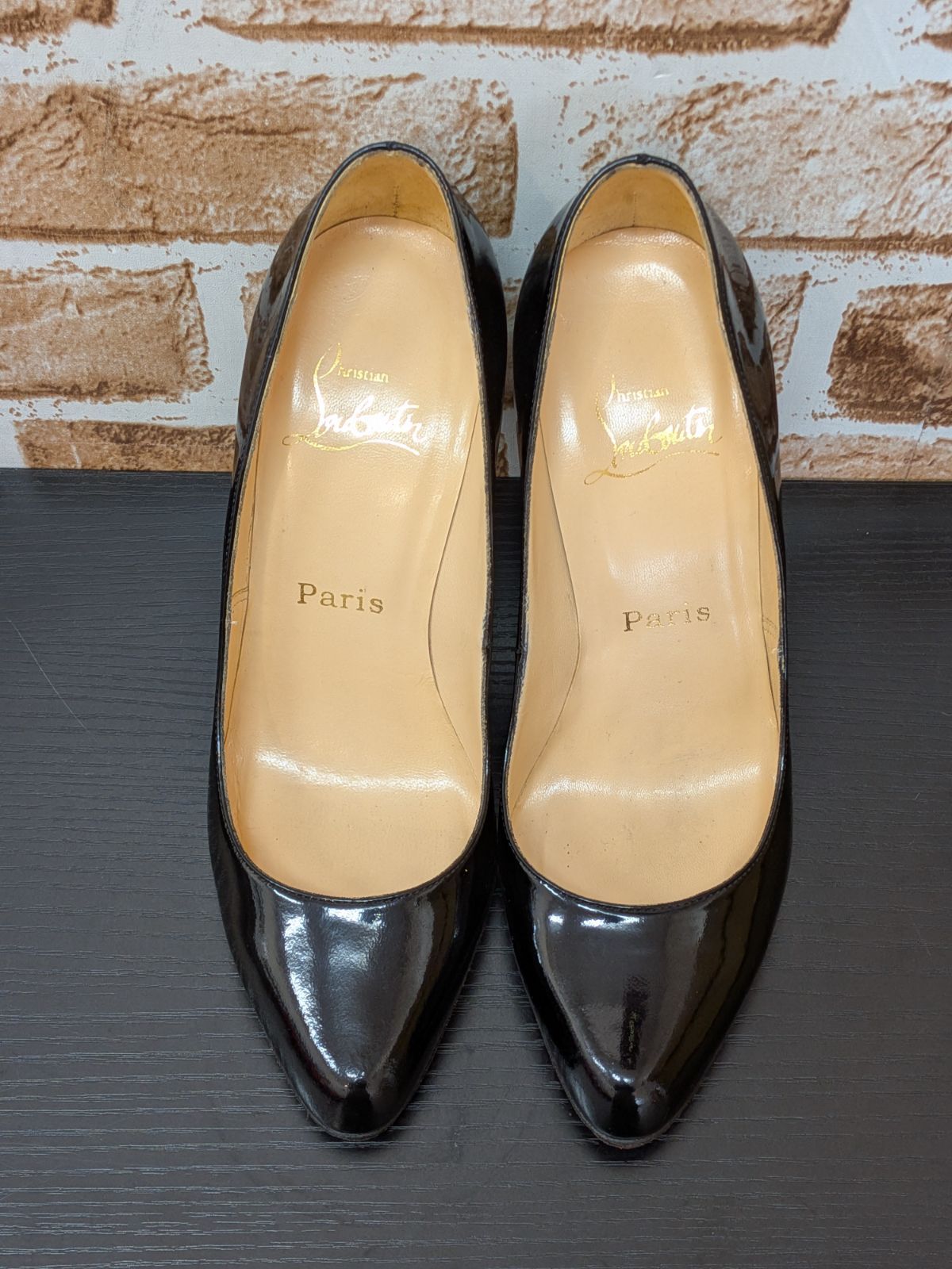 美品】クリスチャン ルブタン Louboutin エナメル パンプス ブラック
