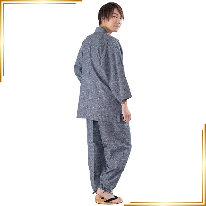 【新品】 [あい藍] 作務衣 久留米久留米織り綾 やわらかい 肌ざわりで 着やすい プレゼント 贈り物 春 夏 秋 冬 (Ｍ, グレー) 1