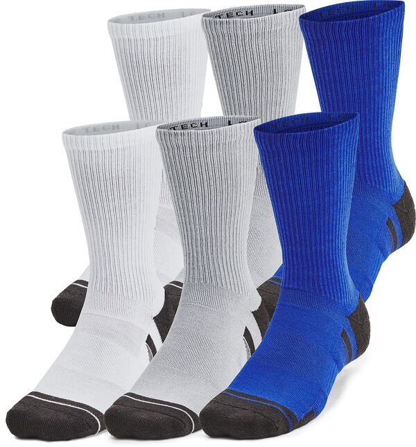 アンダーアーマー メンズ アンダーウェア 靴下 Under Armour Unisex UA Performance Tech Crew Socks 6Pack RoyalRoyalJet Gray