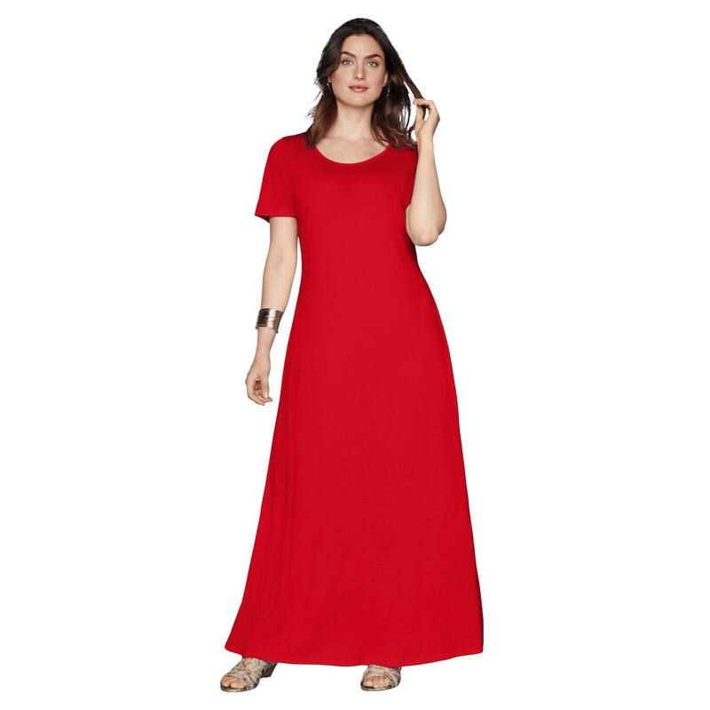 ジェシカロンドン レディース トップス ワンピース プラスサイズ プチ Tシャツ コットン マキシ Jessica London Womens Plusize Petite Stretch Cotto