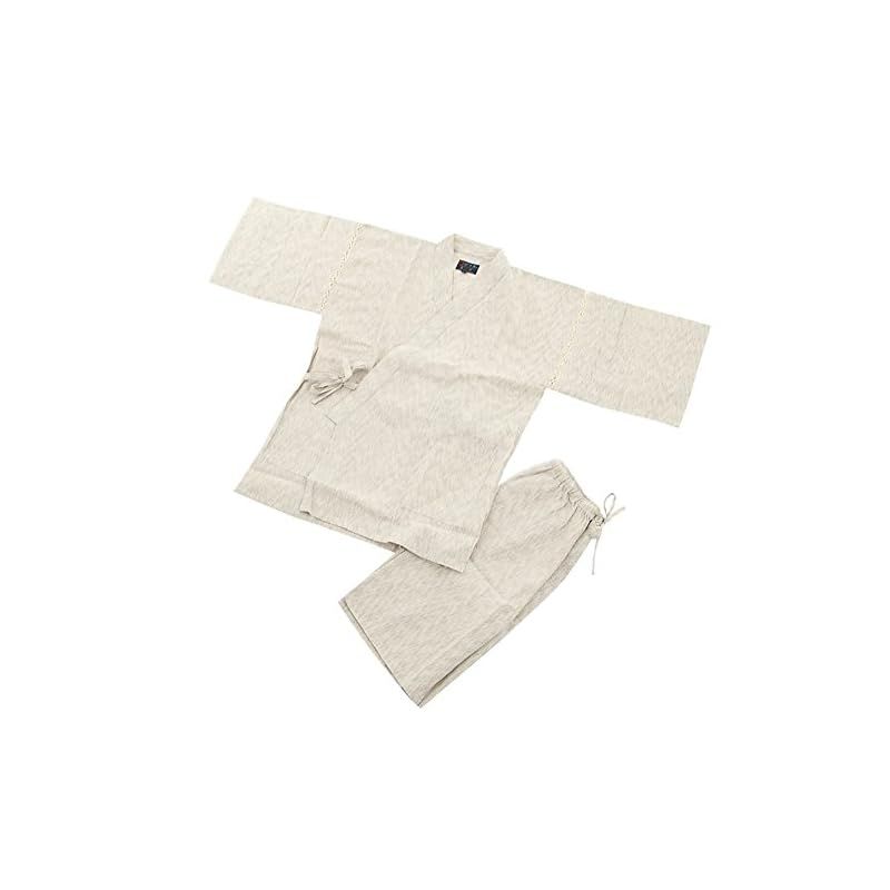 【新品】 [江戸てん] 甚平 メンズ しじら織 夏用 涼しい 和モダン調猫柄【猫モダン】 綿100％ 捺染プリント 猫と波歯車カラー ベージュ LL 0
