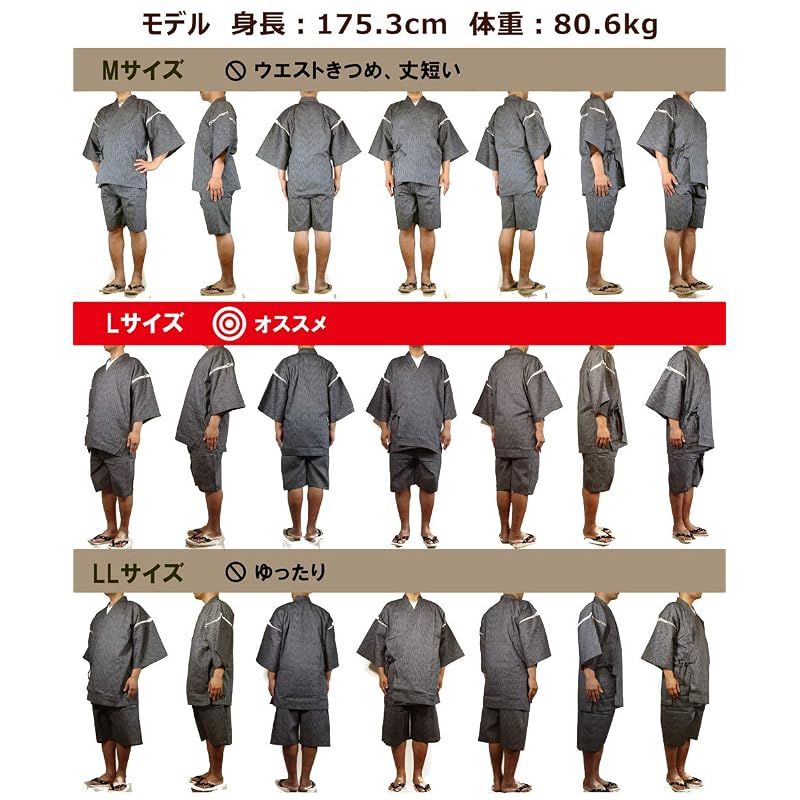 【新品】 [江戸てん] 甚平 メンズ 綿100％ しじら織 花と猫デザイン【ねこ華文】 和柄プリント 夏甚平 涼しい 猫と藤 紺 3L 1