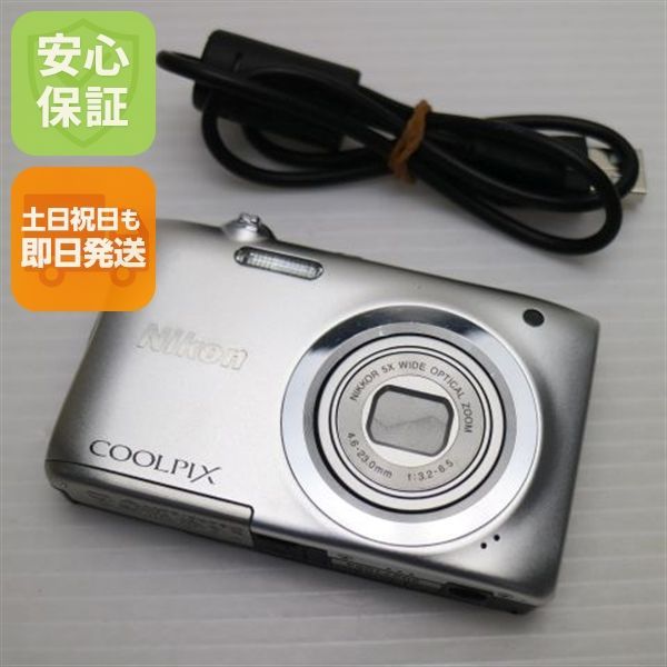 超美品 COOLPIX A100 シルバー 即日発送 コンデジ Nikon 本体 土日祝発送OK 04000