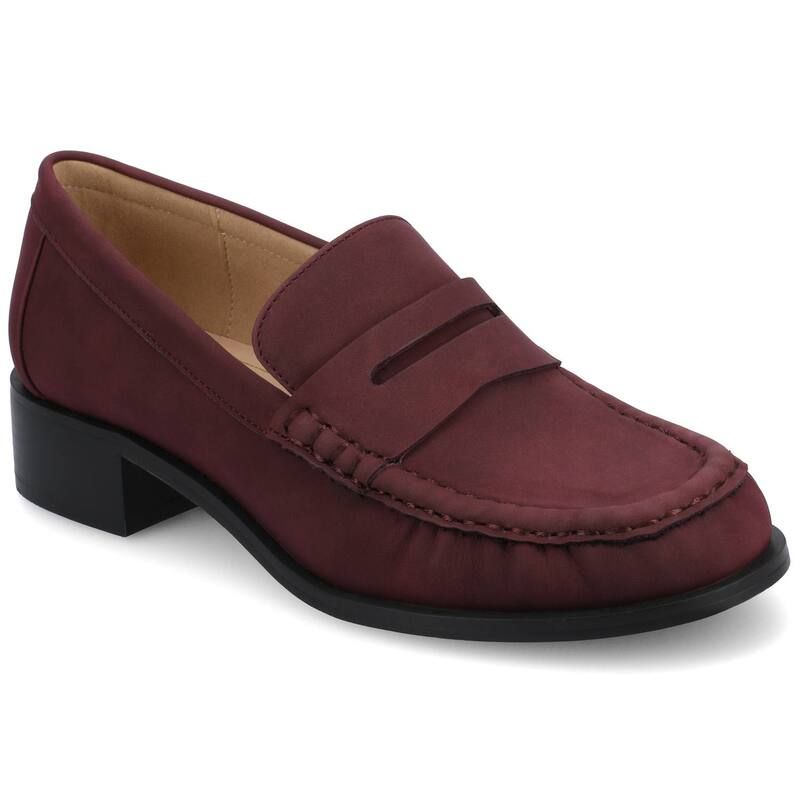 ジャーニー レディース シューズ スリッポン・ローファー ギャザー ヒール Journee Danna Womens Block Heel Ruched Penny Loafers Oxblood オ