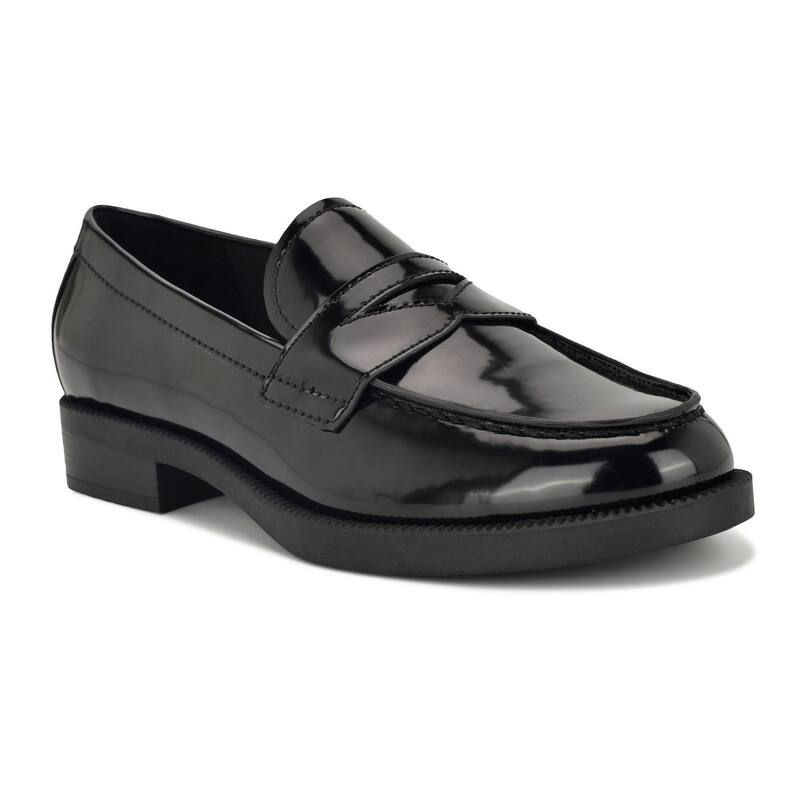ナインウェスト レディース シューズ スリッポン・ローファー Nine West Berg Womens Almond Toe SlipOn Casualoafers Black Patent ブラッ