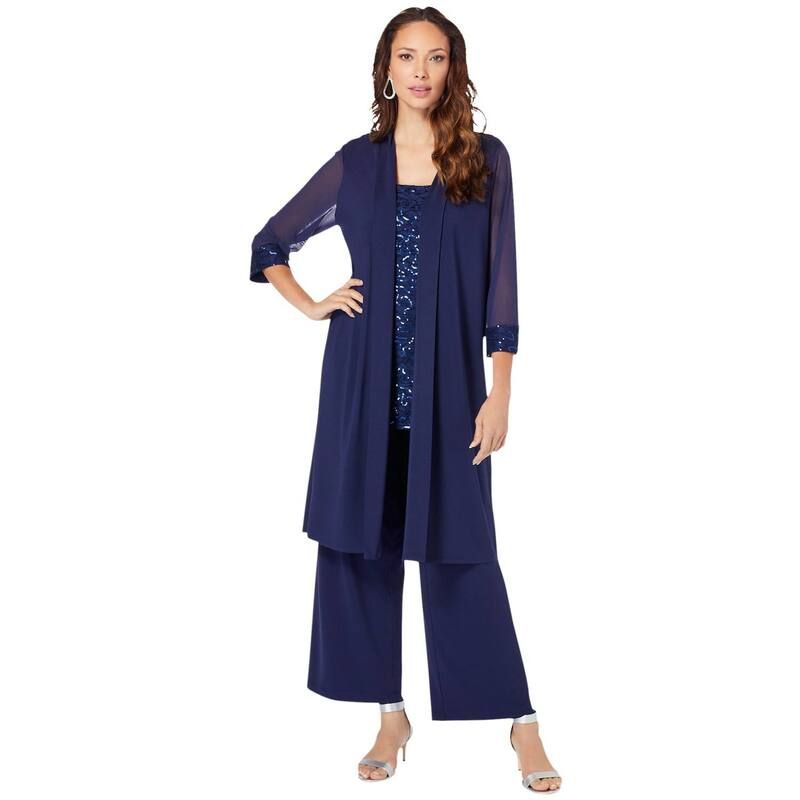 ロアマンズ レディース トップス ワンピース プラスサイズ ニット Roamans Womens Plusize PlusSize 3 Piece Knit Embellished Pant Set