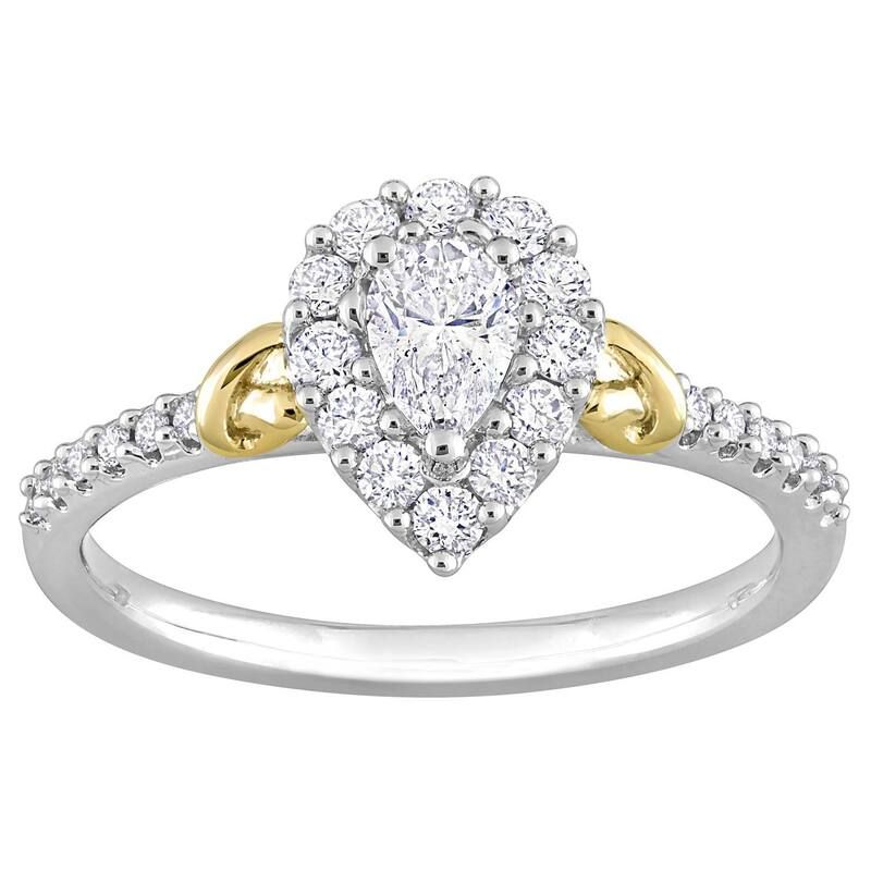 ステラ グレース レディース アクセサリー リング Stella Grace Two Tone 14k Gold 34 CaratW Pear Roundiamond Halo Engagement