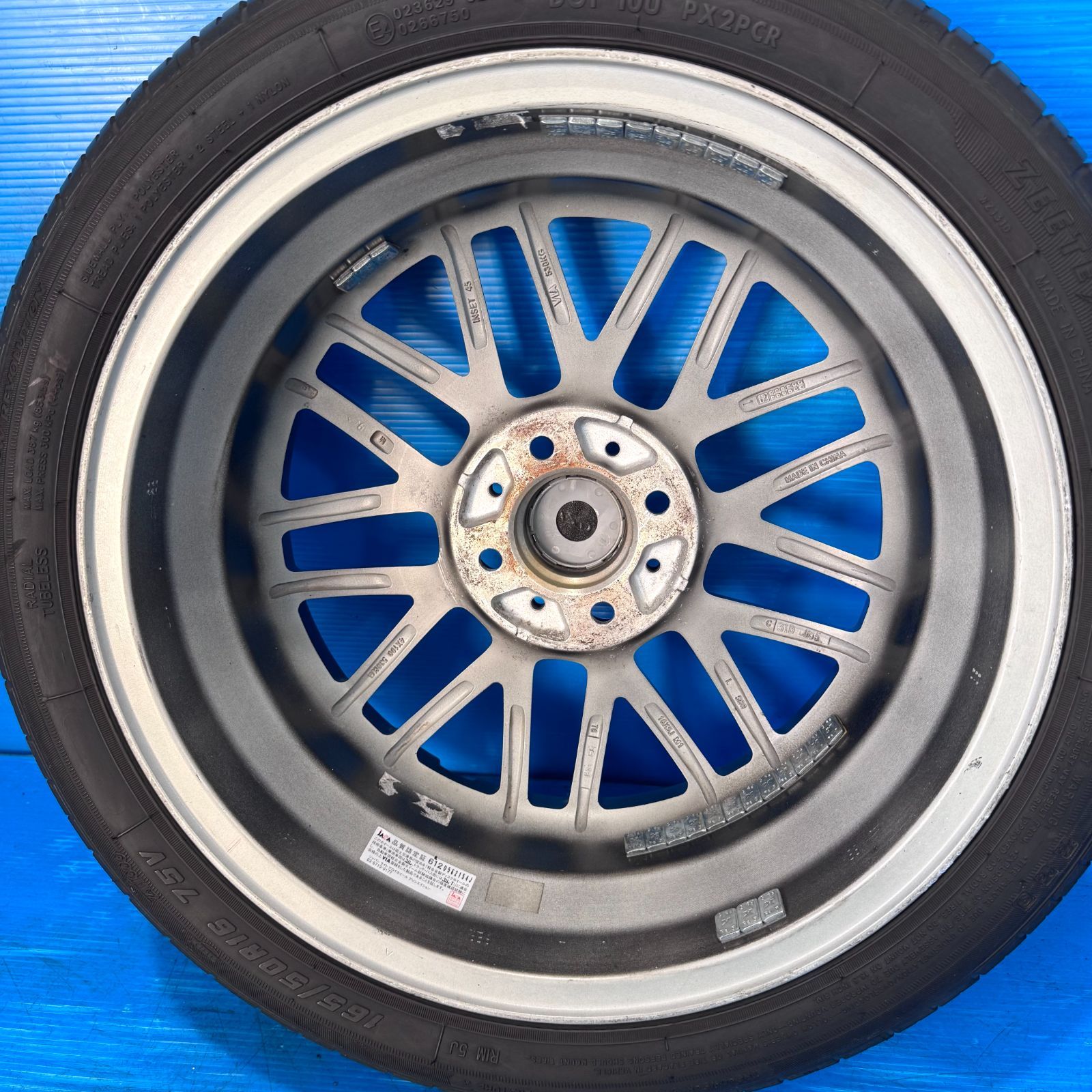 格安 訳あり レグザス M900 16インチ 4本 5J+45 4H 100 165/50R16 軽