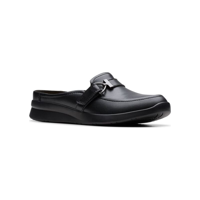 クラークス レディース シューズ サンダル Clarks Ellowyn Amelia WomenslipOn Mules Black Leather ブラック