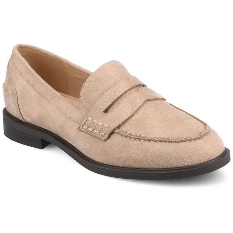 ジャーニー レディース シューズ スリッポン・ローファー ヒール Journee Womens Round Toe Block Heel Comfort Penny Loafers Taupe トープ